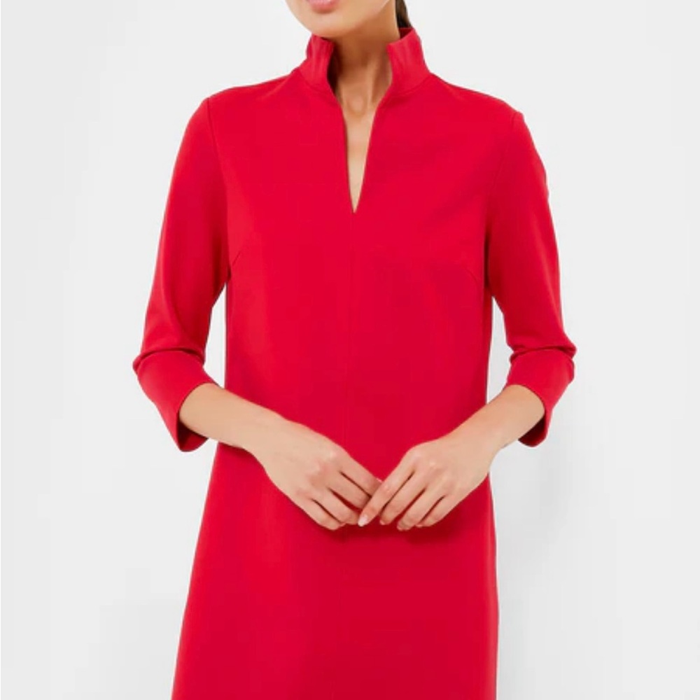 Tuckernuck Vibrant Red Long Sleeve Dress- Ponte Clifton Style
